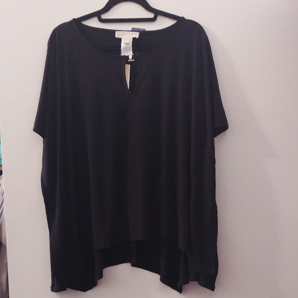 MICHAEL Michael Kors Black Boxy Tunic with Mandarin Collar